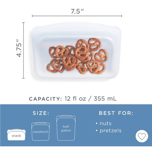 NEW 4-pack Stasher SNACK Size Reusable Silicone Storage Bags - Pouch - Blue - Picture 3 of 6